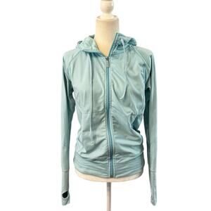 Alo Yoga CoolFit Zip Jacket Hoodie in Mood Boosting Blue Size Small Athleisure